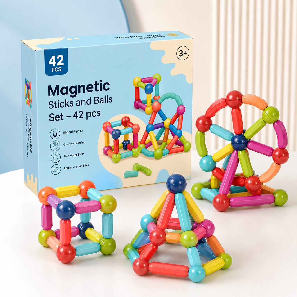 Set magnetskih štapića i kuglica – 42 kom
