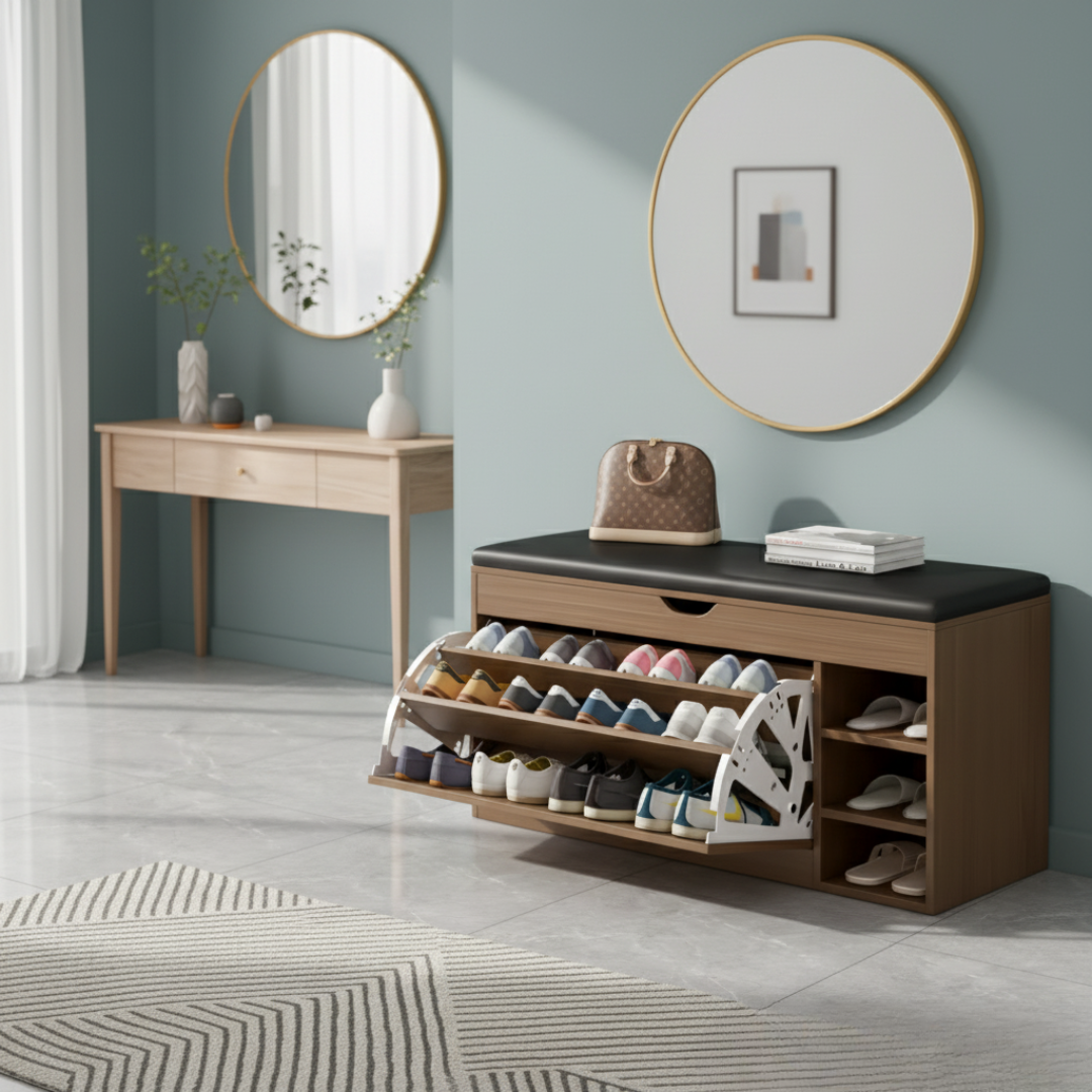 Ormarić za cipele sa tapeciranim sjedalom