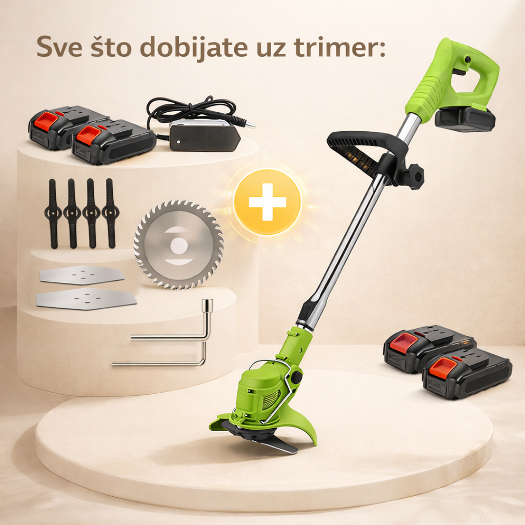 Aku trimer za travu s 2 baterije