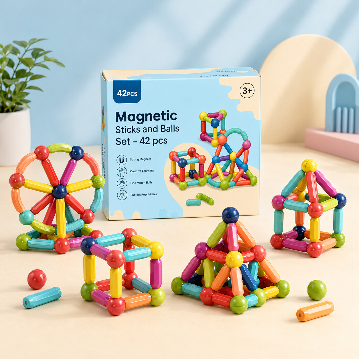 Set magnetskih štapića i kuglica – 42 kom