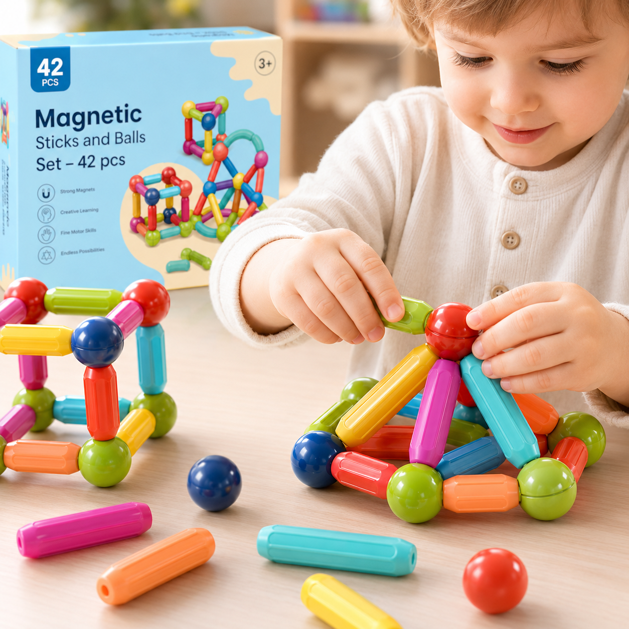 Set magnetskih štapića i kuglica – 42 kom
